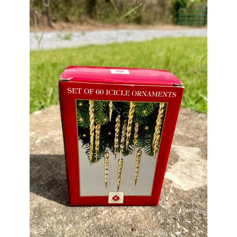 Vintage Dillards Trimmings Set of 60 Gold Icicle Christmas Ornaments Twisted
